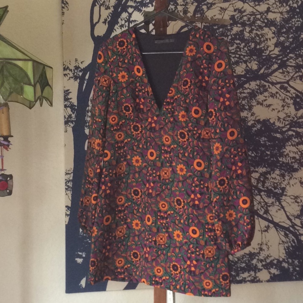 Zara Trafaluc Mod print dress size S